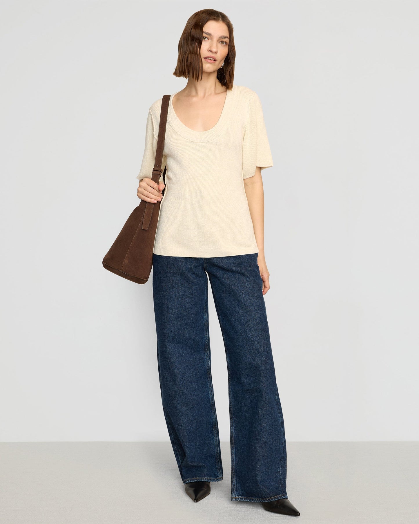 Reina Sculpted Scoop-Neck Knit Top