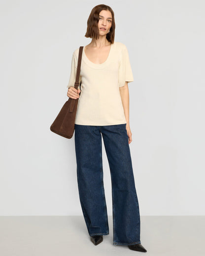 Reina Sculpted Scoop-Neck Knit Top