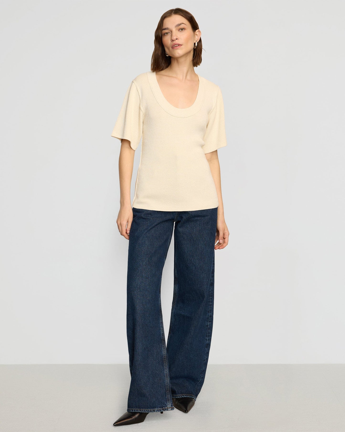 Reina Sculpted Scoop-Neck Knit Top