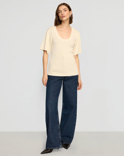 Reina Sculpted Scoop-Neck Knit Top