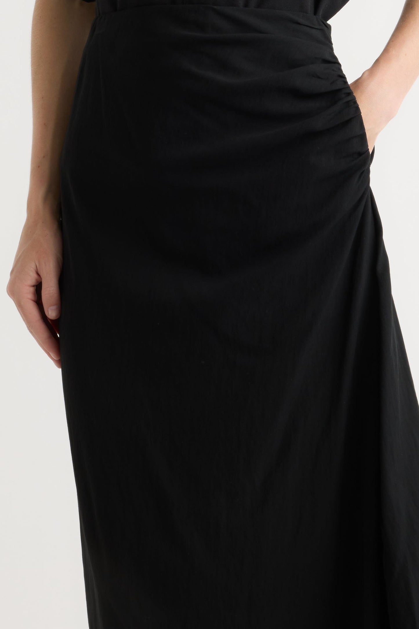 Rita Asymmetric-Hem Shirred Skirt