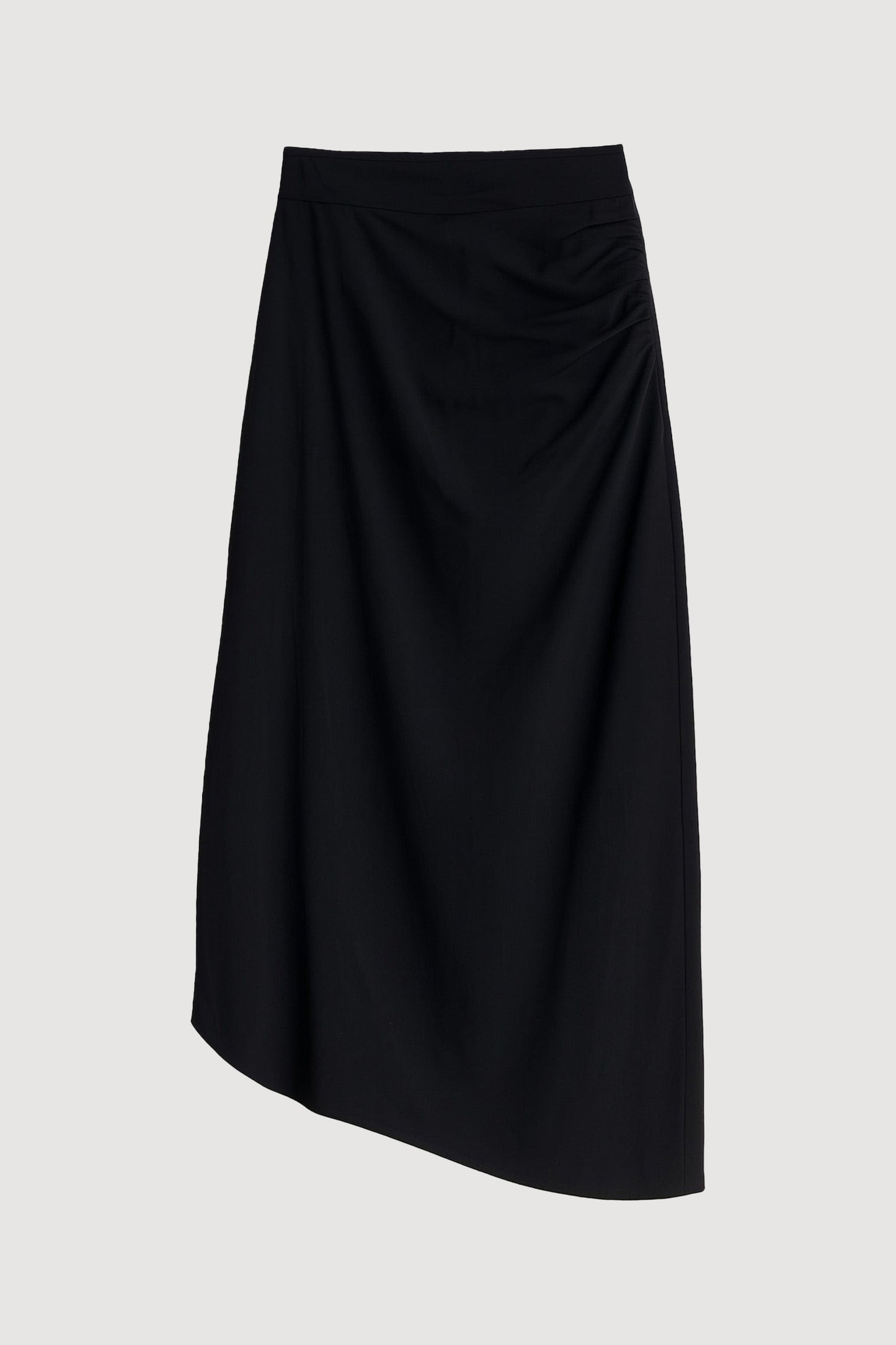 Rita Asymmetric-Hem Shirred Skirt