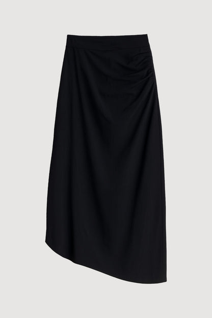 Rita Asymmetric-Hem Shirred Skirt