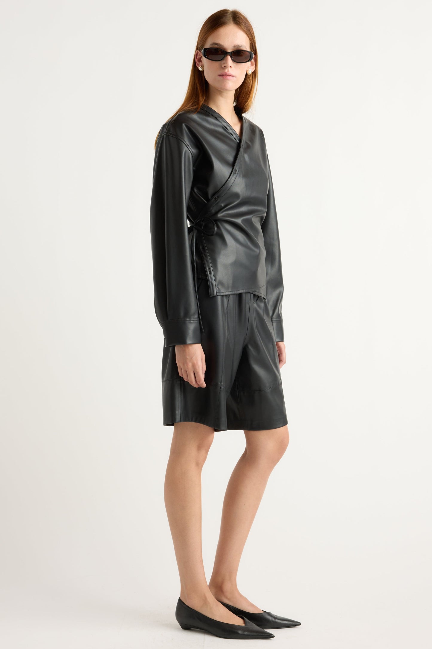 Sarit Vegan Leather Wrap Top