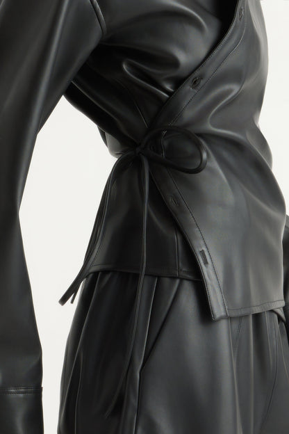 Sarit Vegan Leather Wrap Top