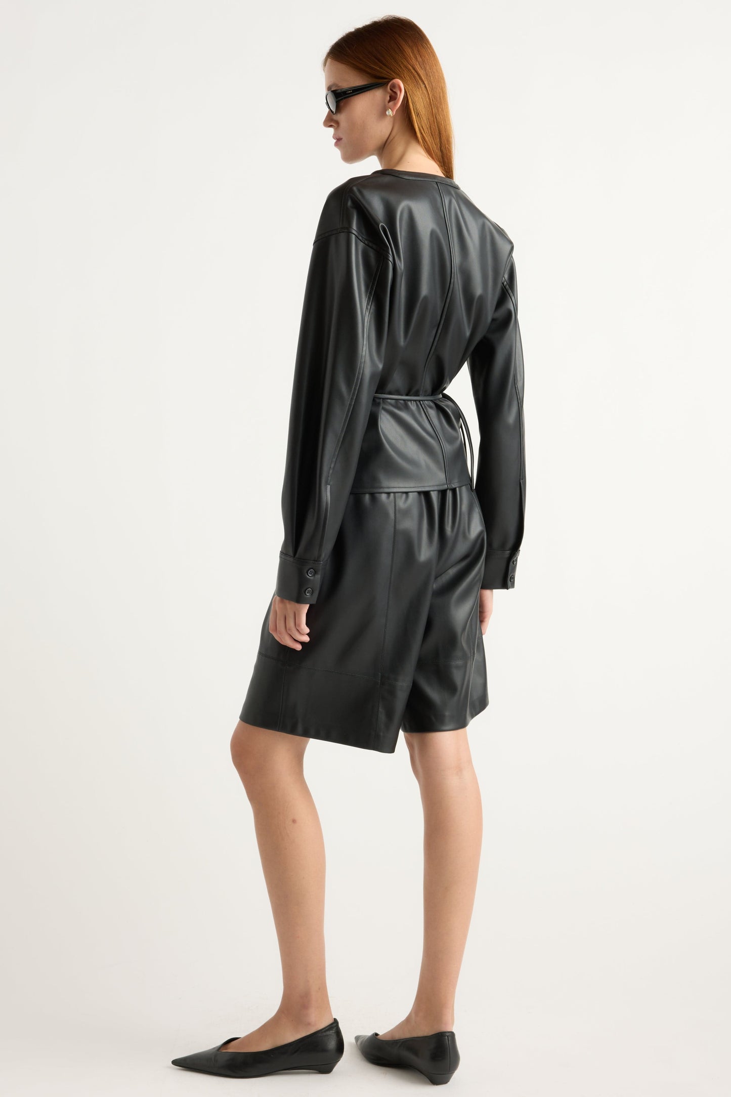 Sarit Vegan Leather Wrap Top