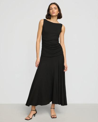 Tamsin Ruched Drop-Waist Maxi Dress