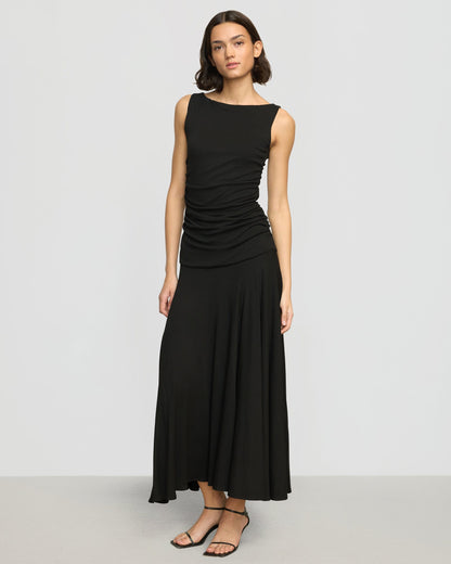 Tamsin Ruched Drop-Waist Maxi Dress
