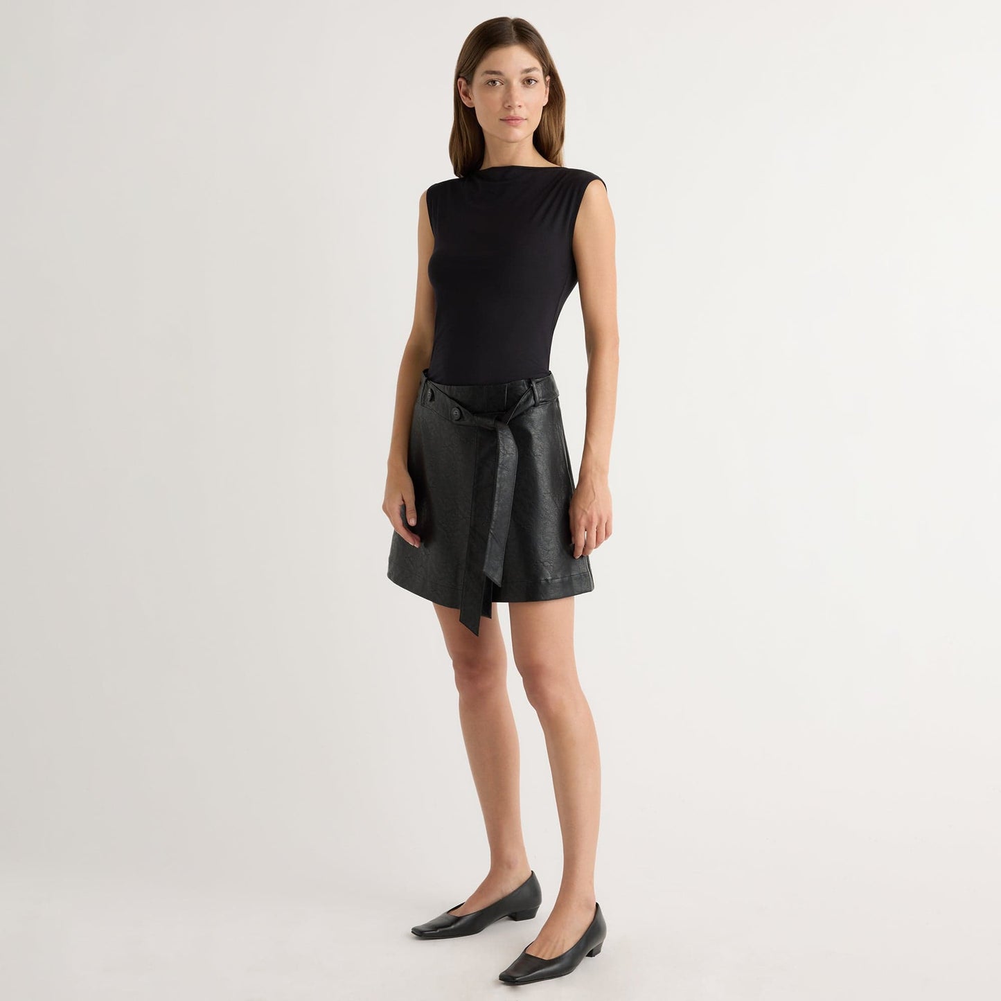 Tanner Vegan Leather Wrap Skirt