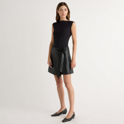Tanner Vegan Leather Wrap Skirt