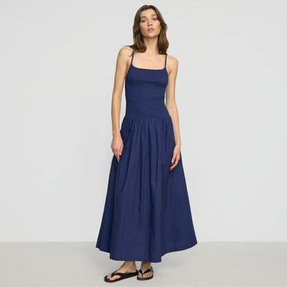 Venus Smocked Organic Cotton Midi Dress