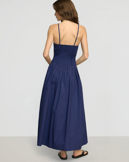 Venus Smocked Organic Cotton Midi Dress