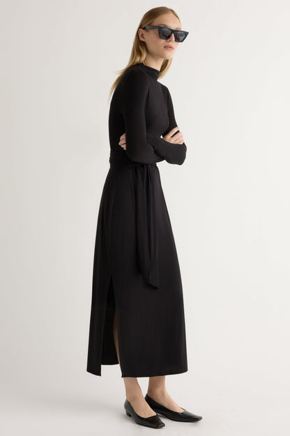 Vero Tie-Front Long-Sleeve Dress