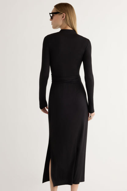 Vero Tie-Front Long-Sleeve Dress