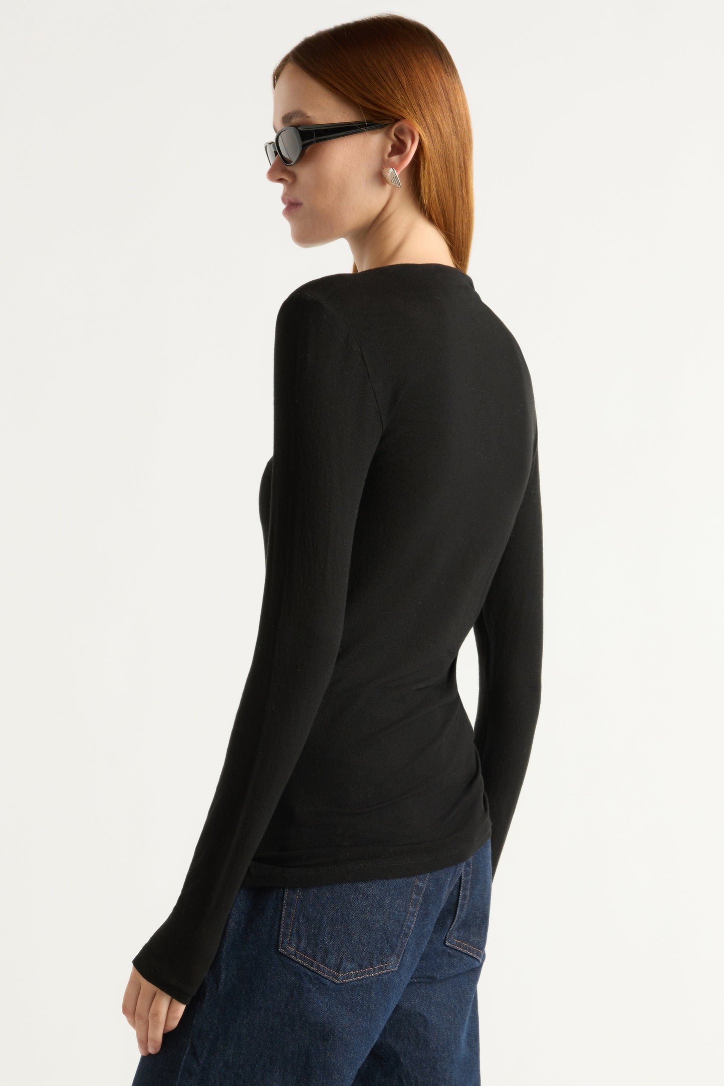Vittoria Asymmetric-Neck Semi-Sheer Ruched Tee